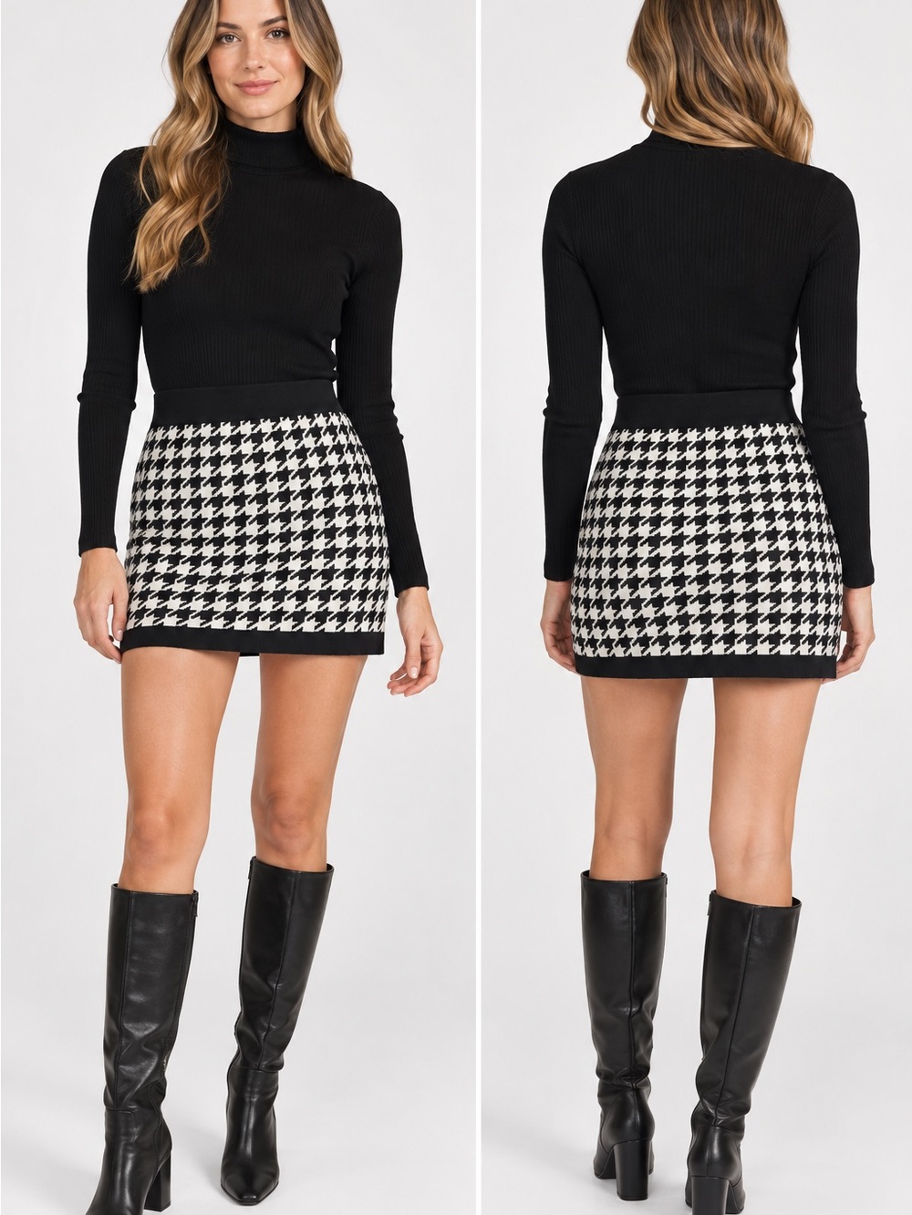 40. French Connection • NWT Houndstooth Knit Mini Skirt W14-17”